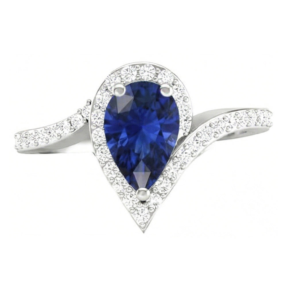 Royal Blue Sapphire Gemstone Ring 3-ct 14K White Gold – side view