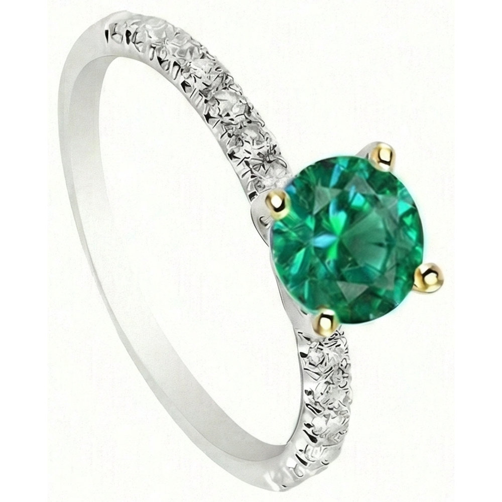 Emerald Gemstone Ring 1.50-ct 14K Two Tone Gold – angle view
