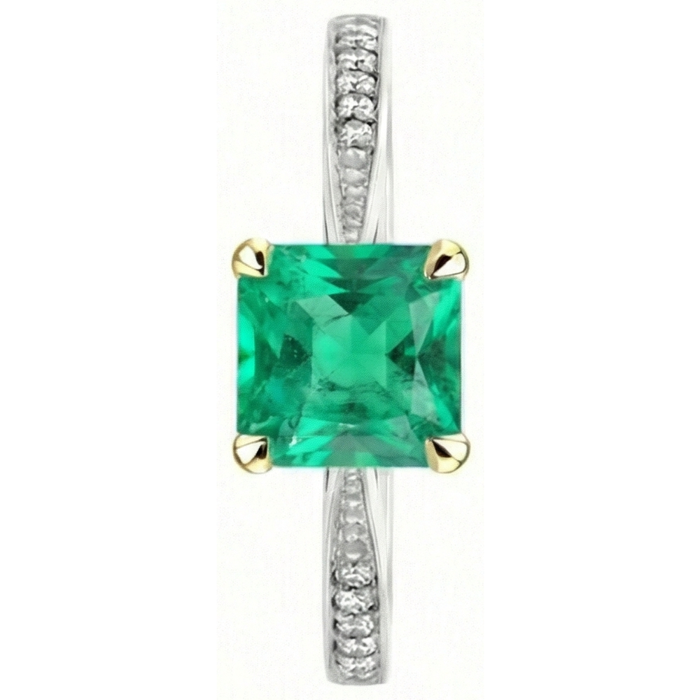 Luxury Colombian Emerald Precious Stone Ring 3.50 ct – top view