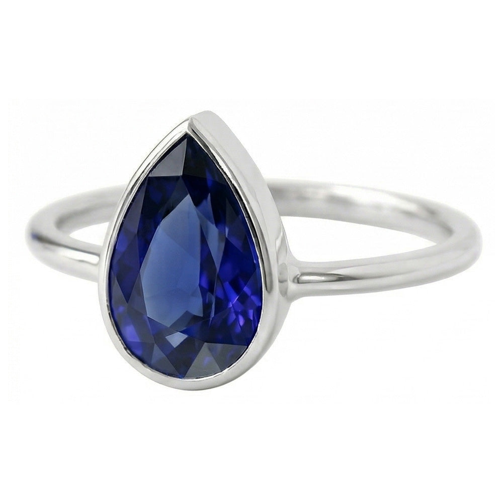 Real Royal Blue Sapphire Colored Stone Ring 1.50 ct 14K White Gold – angle view