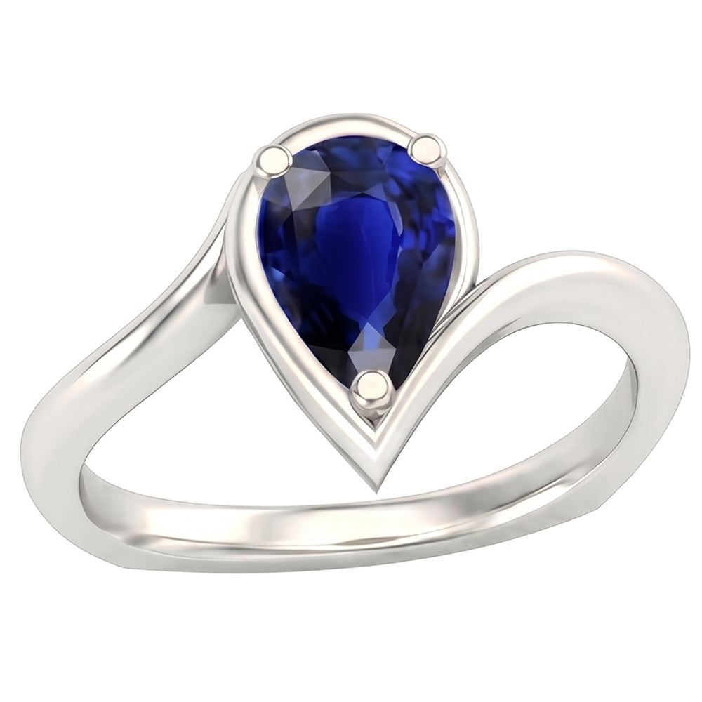 Real Cornflower Blue Sapphire Precious Stone Ring – side view