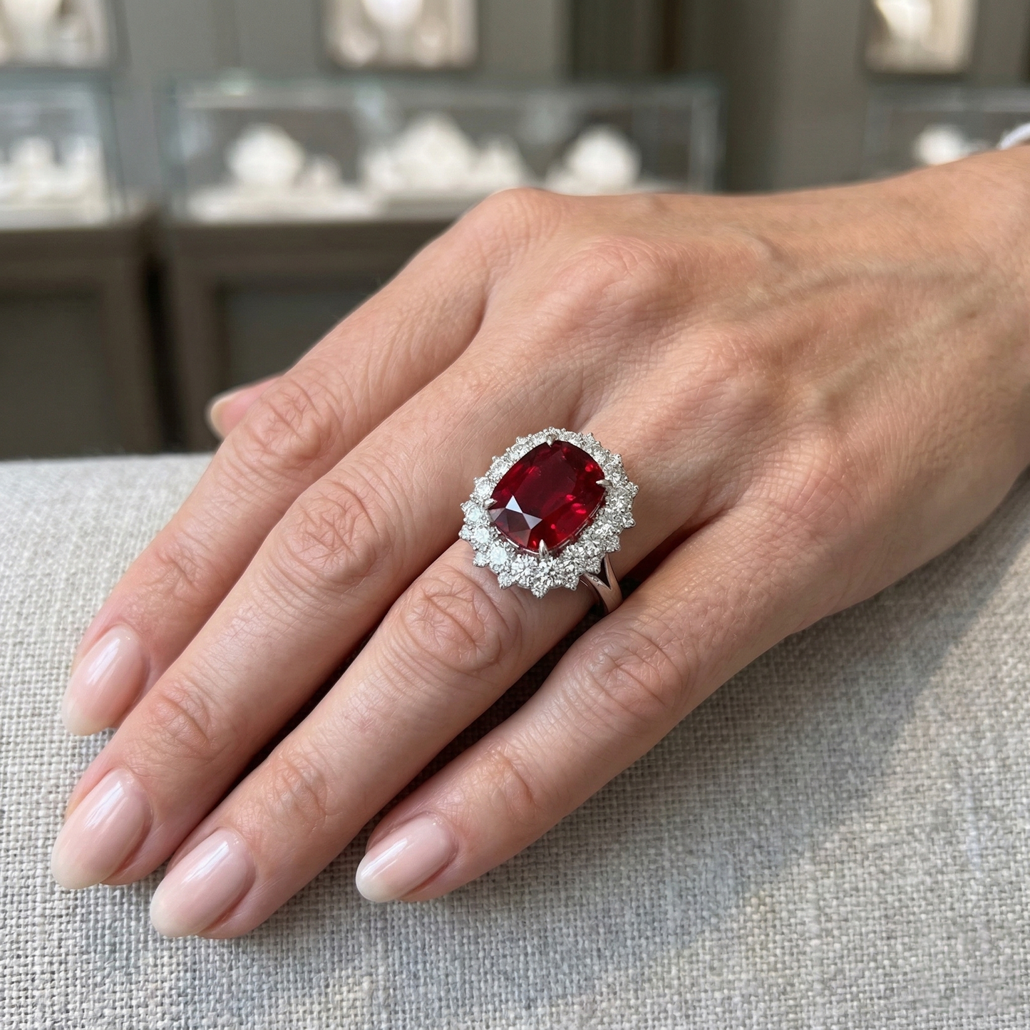 Natural Ruby Ring 7.25ct - White Gold 14K
