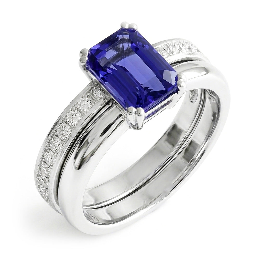 Natural Sapphire Eternity Band 2ct - White Gold 14K