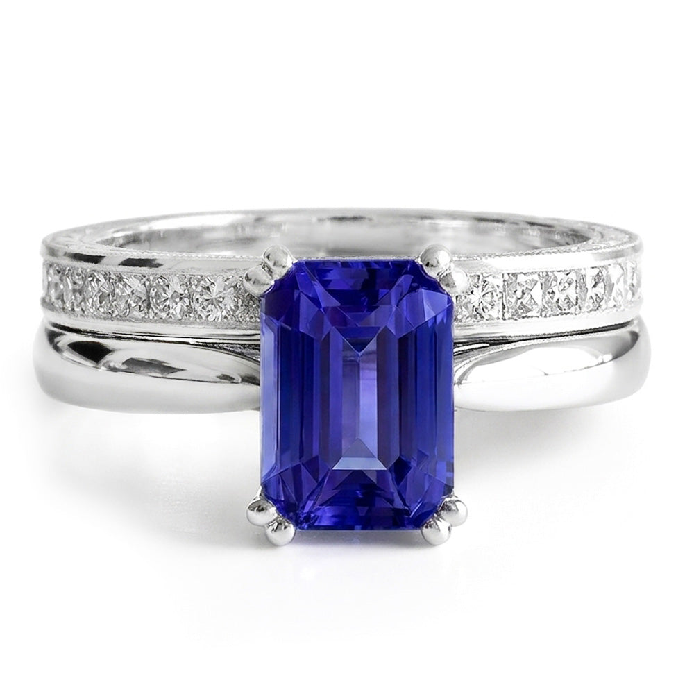 Natural Sapphire Eternity Band 2ct - White Gold 14K