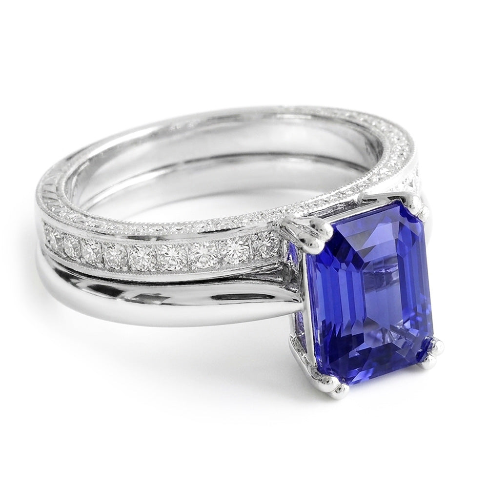 Natural Sapphire Eternity Band 2ct - White Gold 14K
