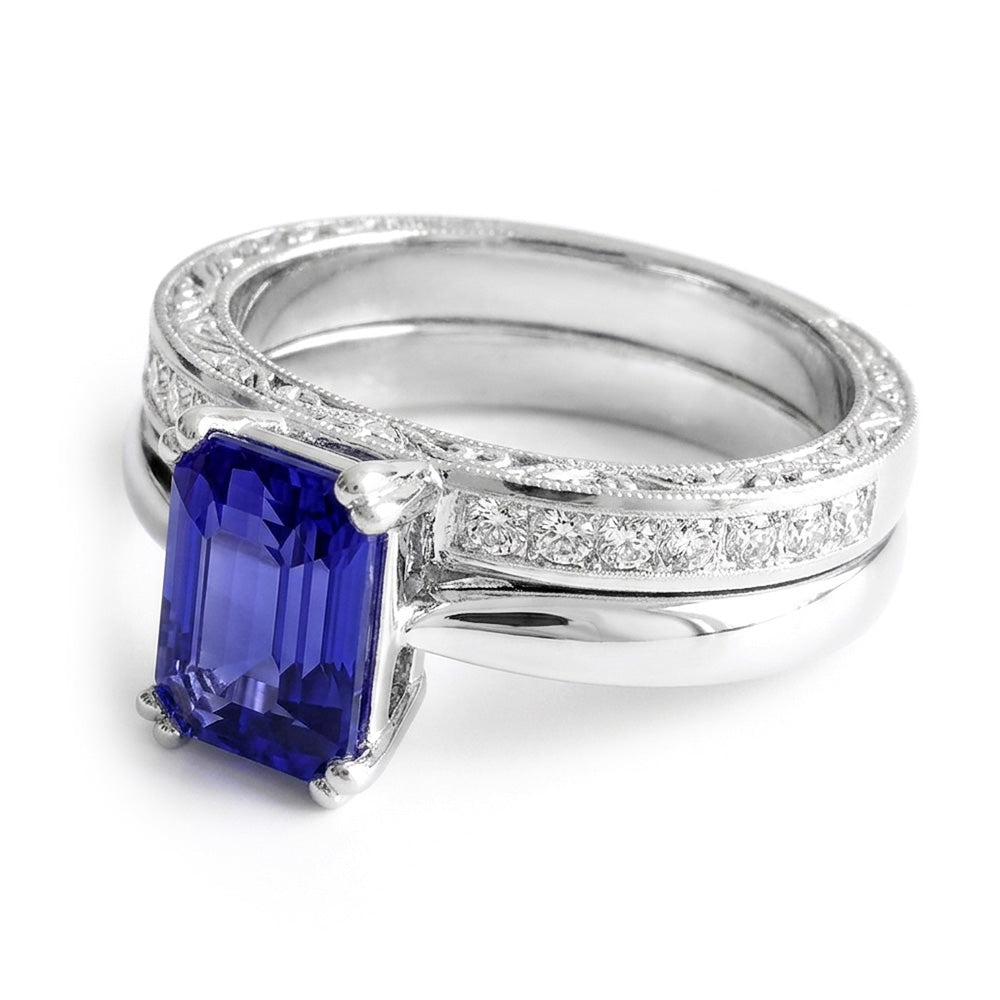 Natural Sapphire Eternity Band 2ct - White Gold 14K