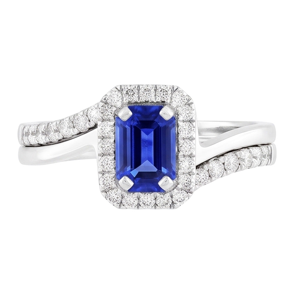Natural Sapphire Eternity Band 3ct - White Gold 14K