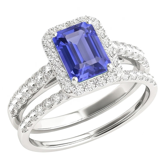 Natural Sapphire Eternity Band 4ct - White Gold 14K