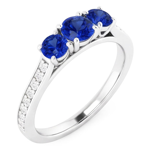 Natural Sapphire Ring 1.10ct - White Gold 14K