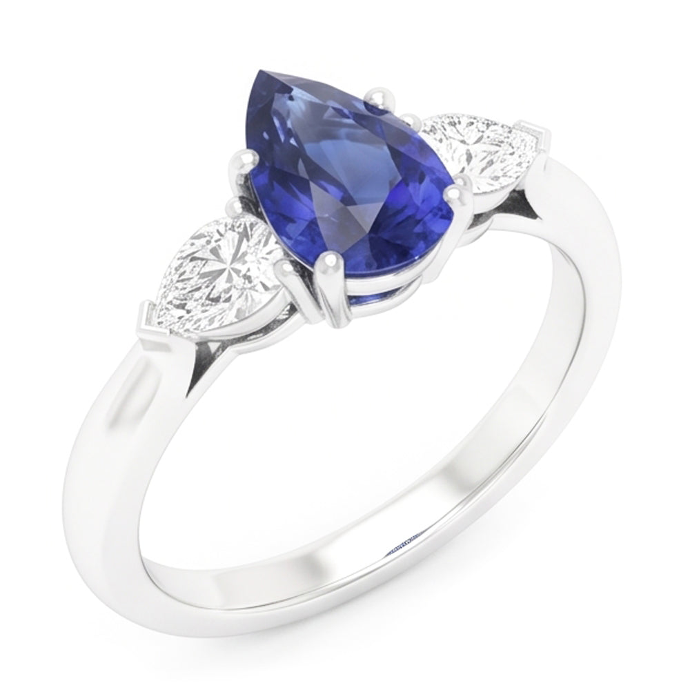 Natural Sapphire Ring 1.25ct - White Gold 14K