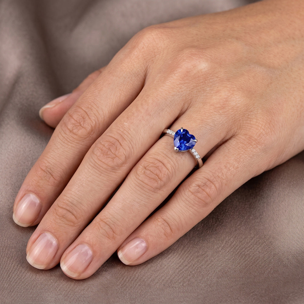 Natural Sapphire Ring 1.25ct - White Gold 14K