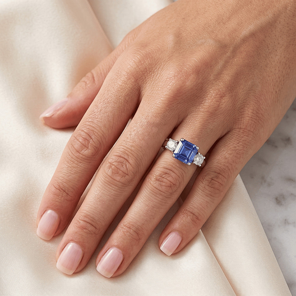 Natural Sapphire Ring 1.25ct - White Gold 14K