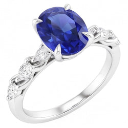 Natural Sapphire Ring 1.30ct - White Gold 14K