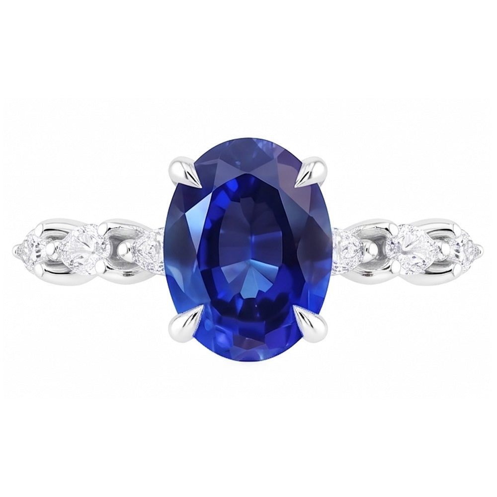 Natural Sapphire Ring 1.30ct - White Gold 14K
