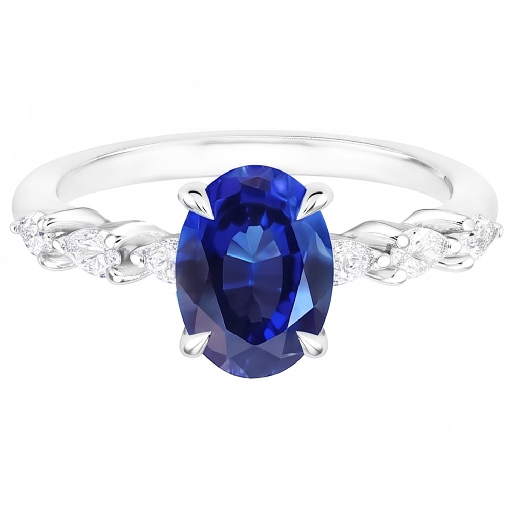 Natural Sapphire Ring 1.30ct - White Gold 14K