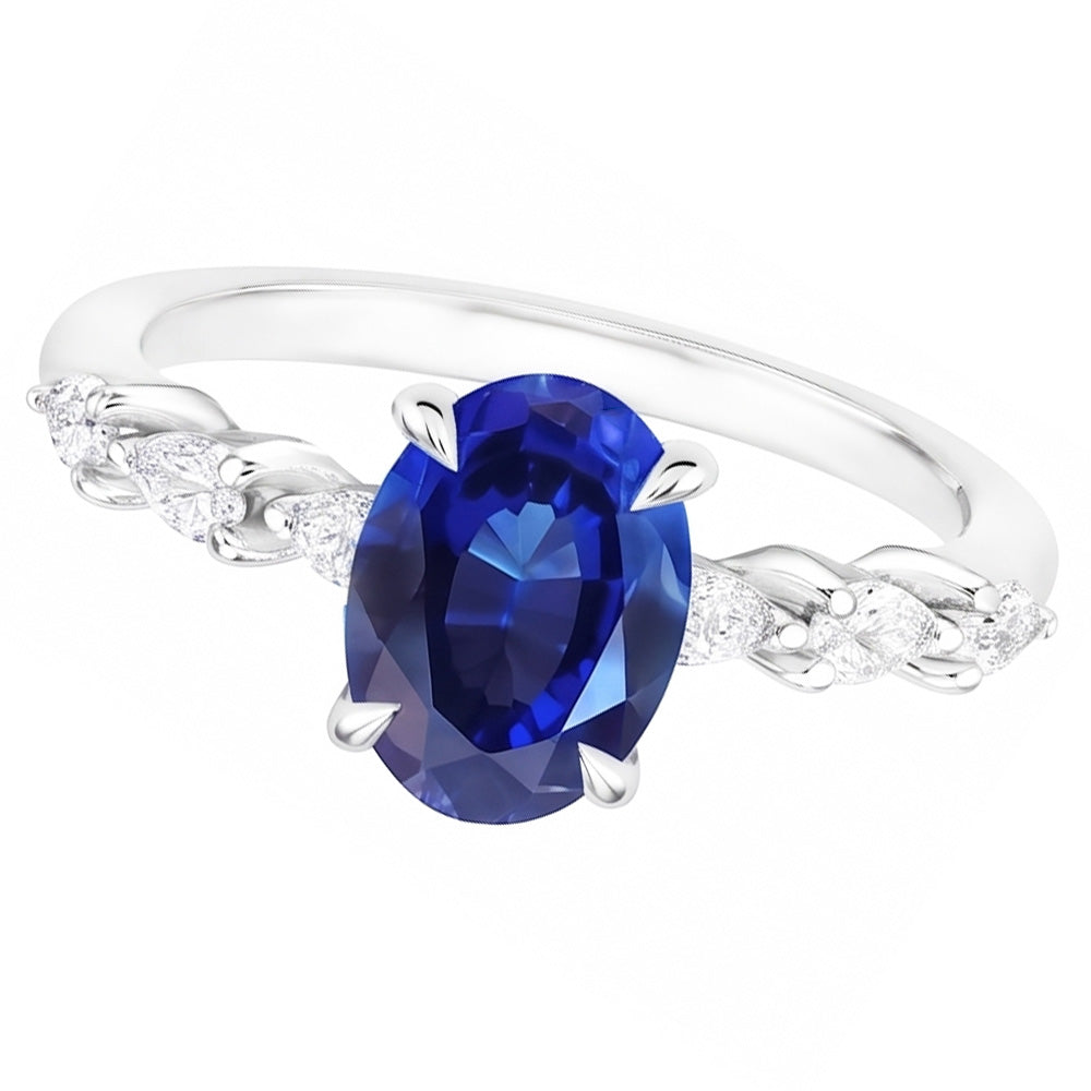Natural Sapphire Ring 1.30ct - White Gold 14K