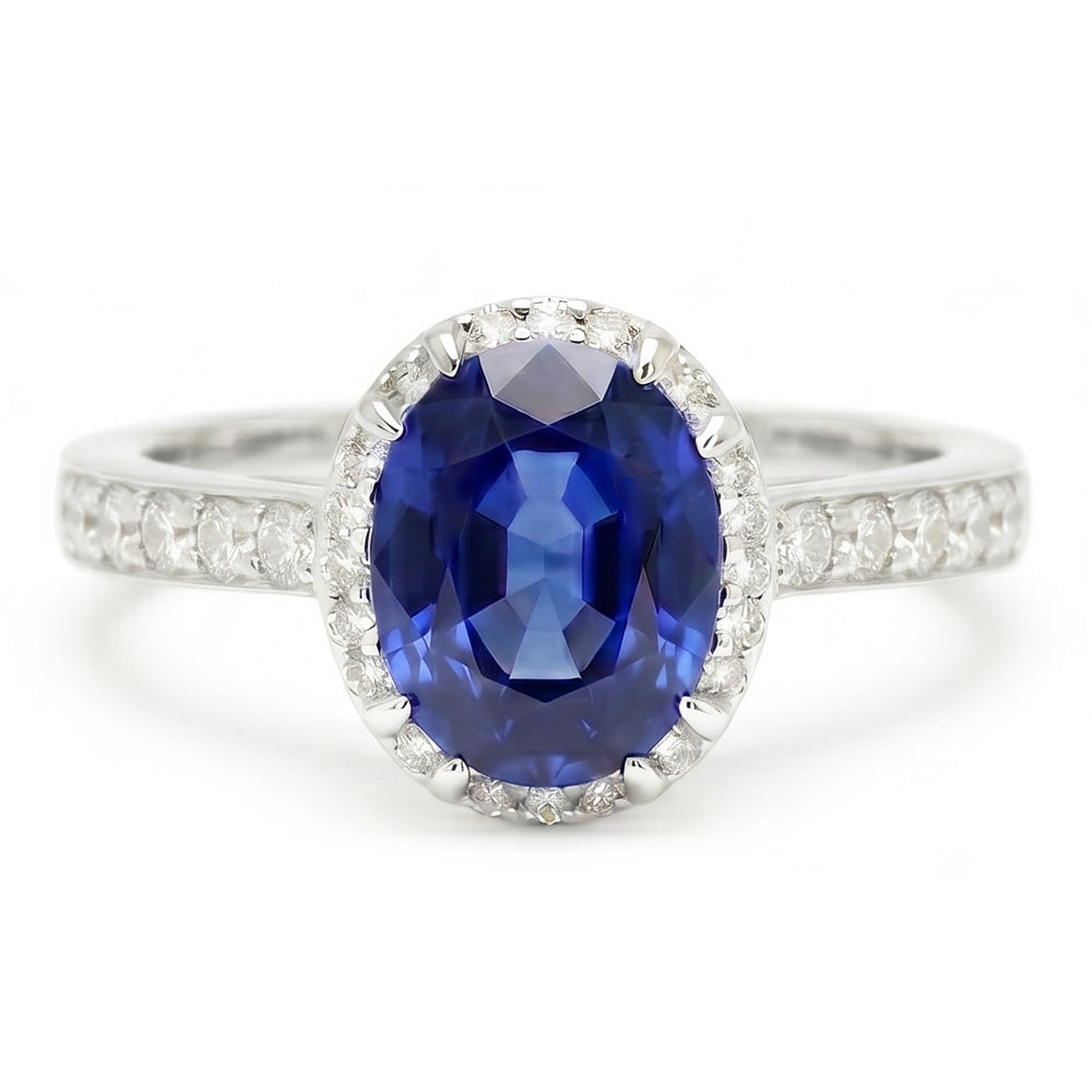 Natural Sapphire Ring 1.40ct - White Gold 14K