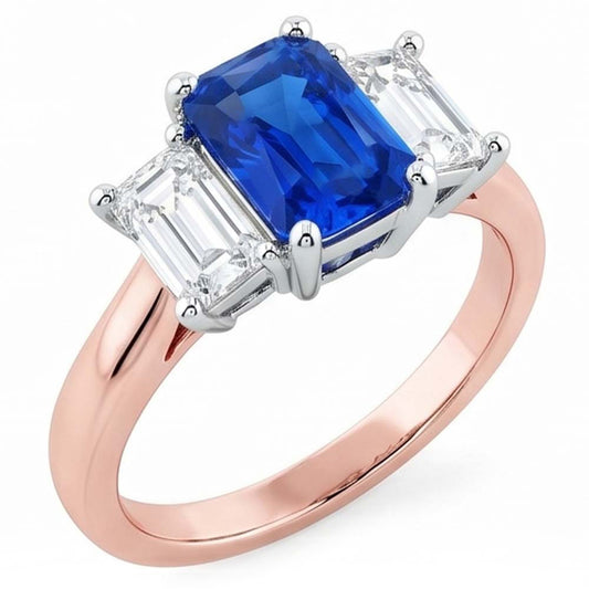 Natural Sapphire Ring 1.50ct - Two Tone 14K Gold