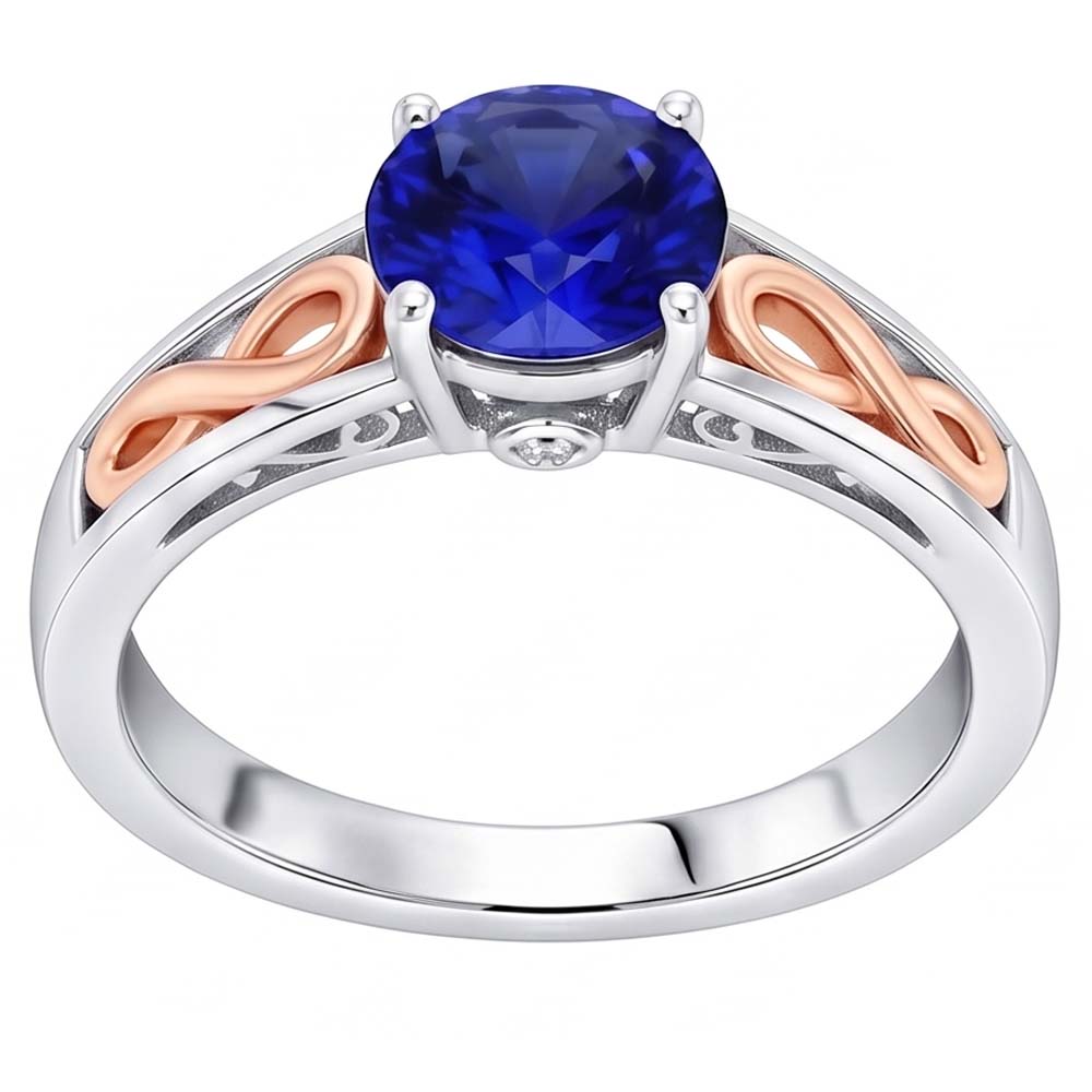 Natural Sapphire Ring 1.50ct - Two Tone 14K Gold