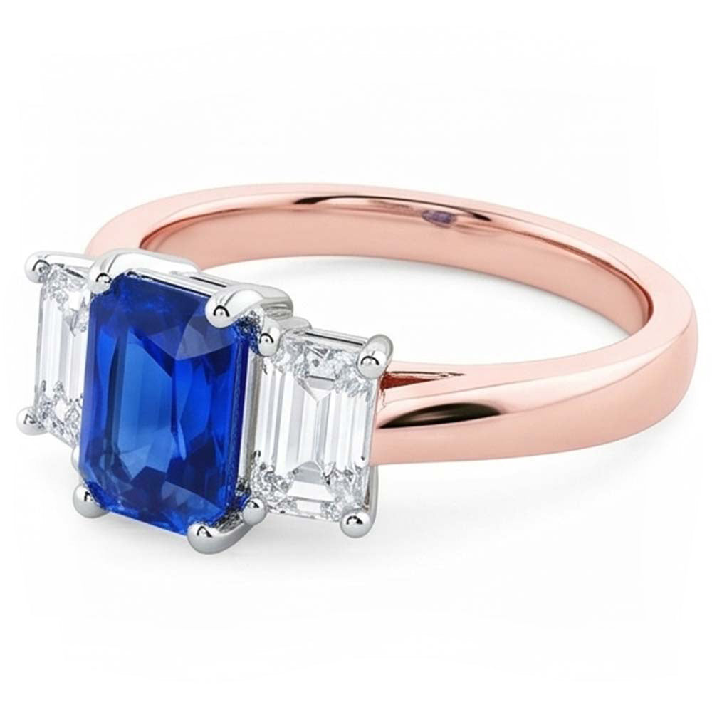 Natural Sapphire Ring 1.50ct - Two Tone 14K Gold