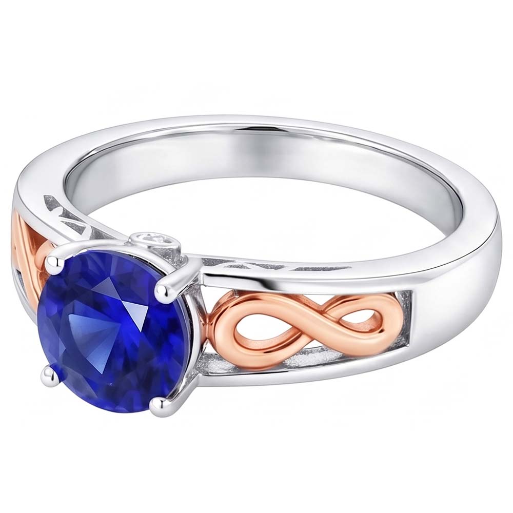 Natural Sapphire Ring 1.50ct - Two Tone 14K Gold