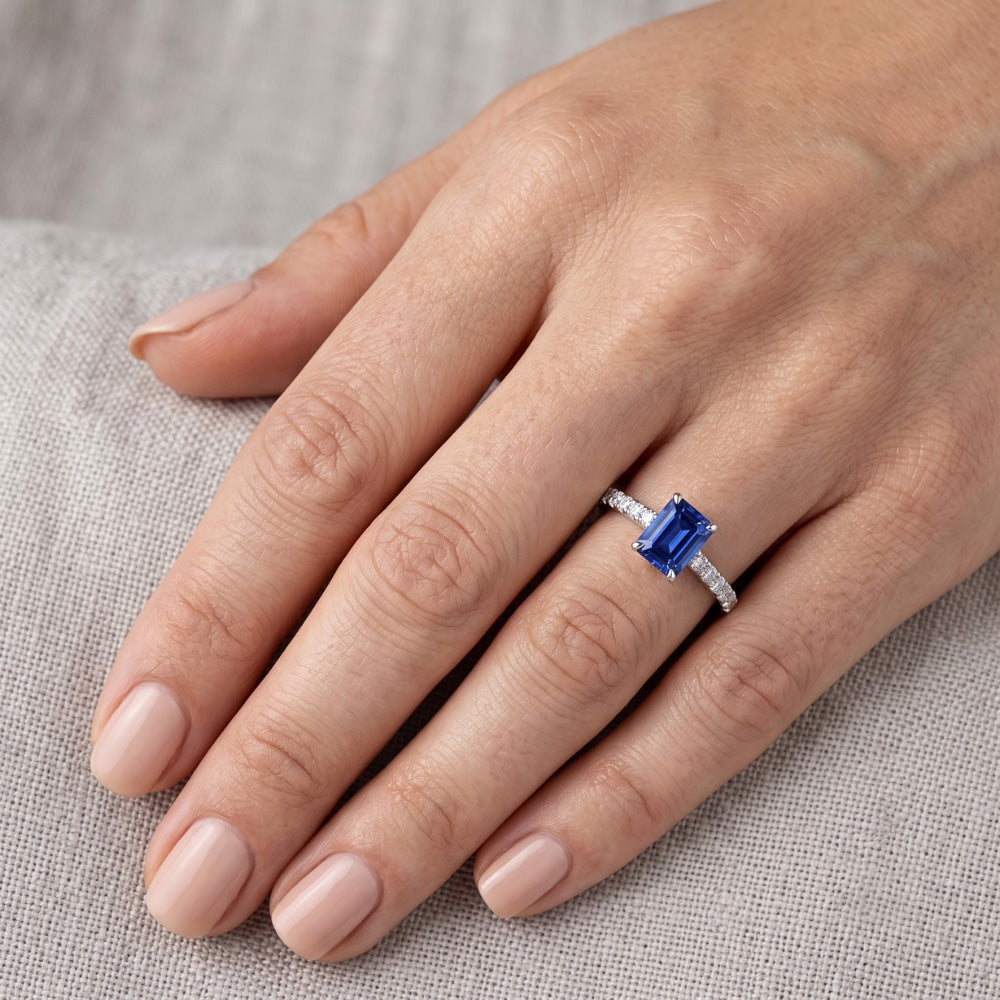 Natural Sapphire Ring 1.50ct - White Gold 14K