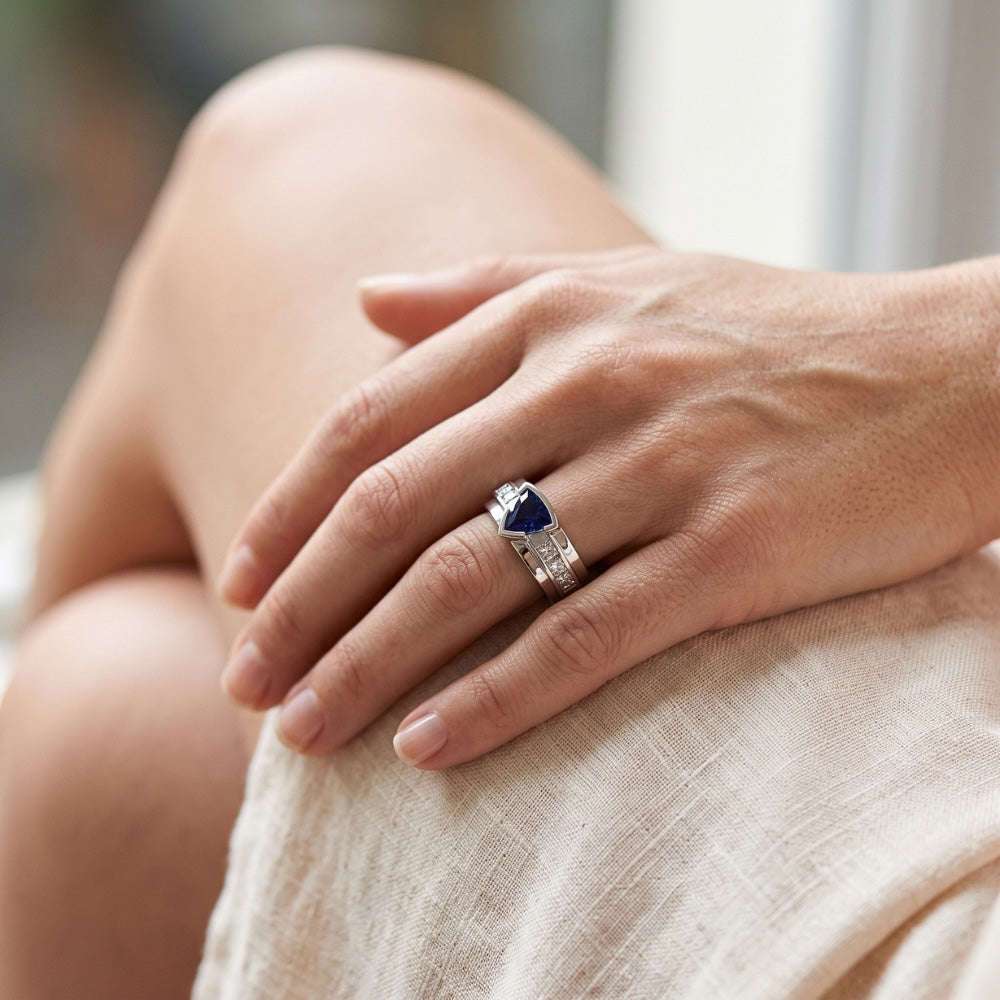 Natural Sapphire Ring 1.50ct - White Gold 14K