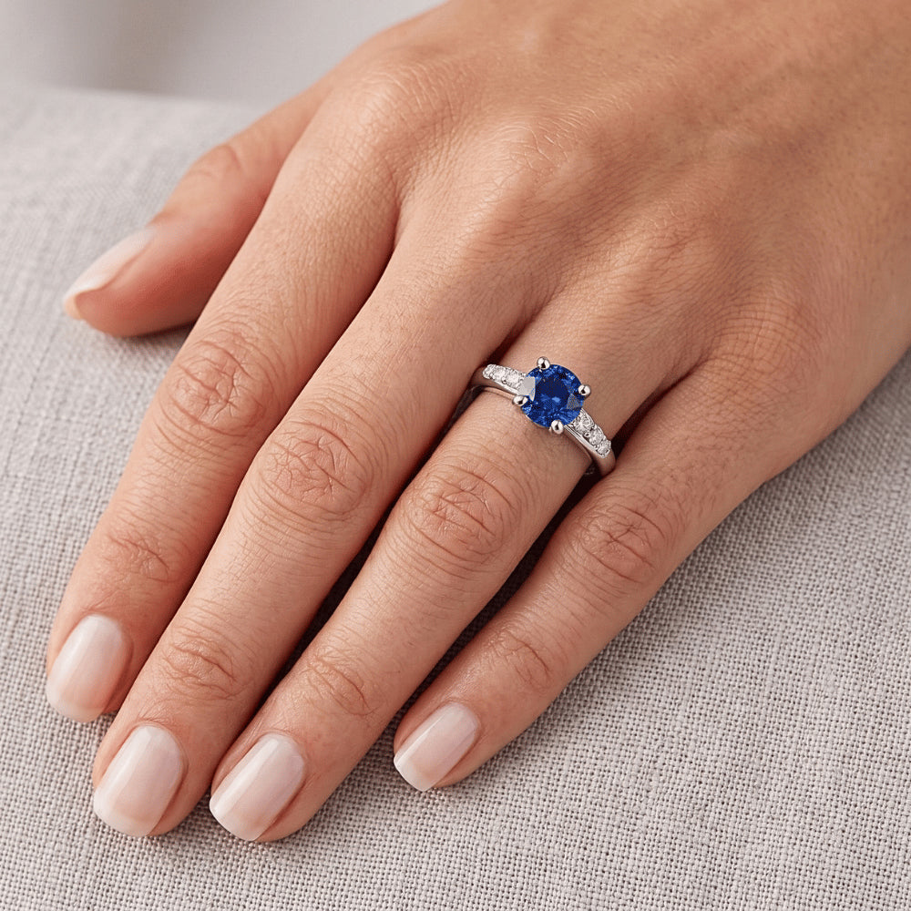 Natural Sapphire Ring 1.50ct - White Gold 14K