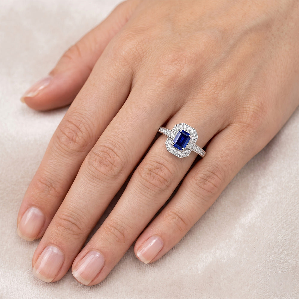 Natural Sapphire Ring 1.70ct - White Gold 14K