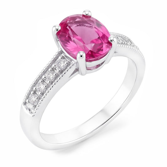 Natural Sapphire Ring 1.75ct - White Gold 14K