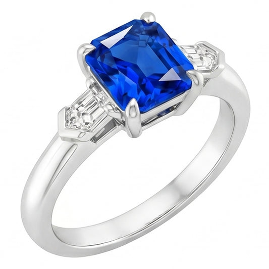 Natural Sapphire Ring 1.75ct - White Gold 14K