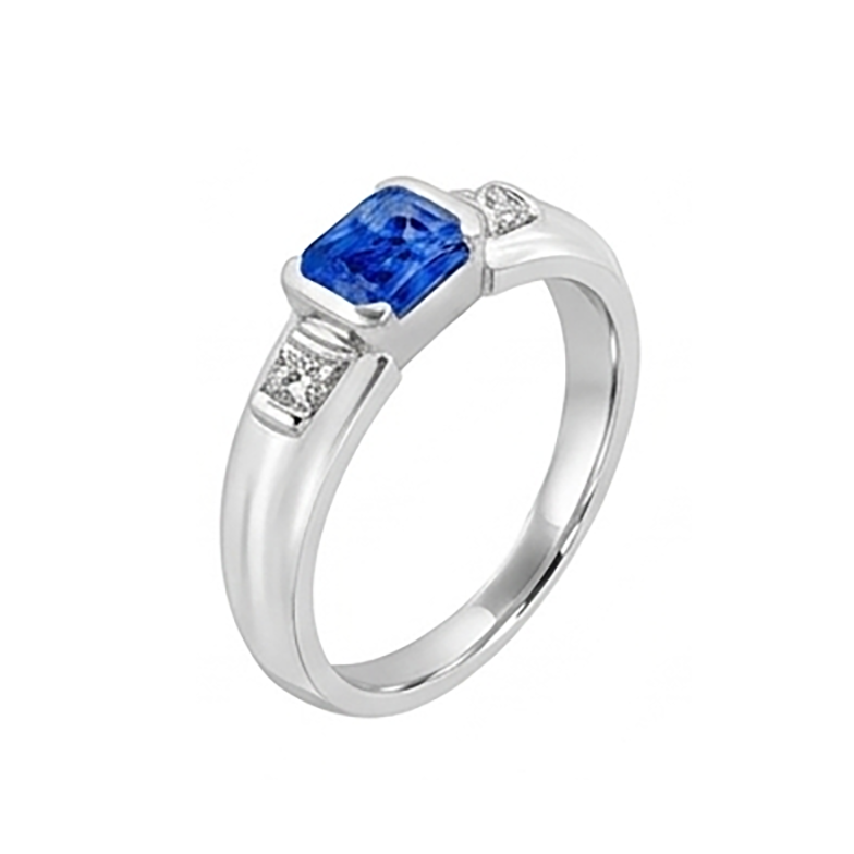 Natural Sapphire Ring 1.75ct - White Gold 14K