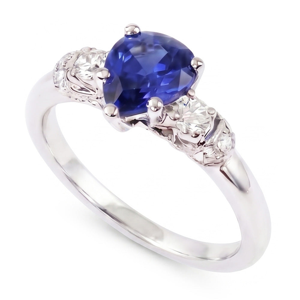 Natural Sapphire Ring 1.75ct - White Gold 14K