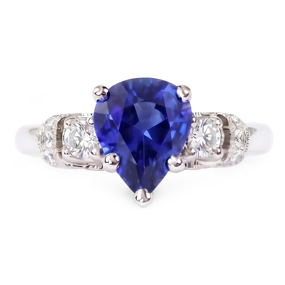Natural Sapphire Ring 1.75ct - White Gold 14K