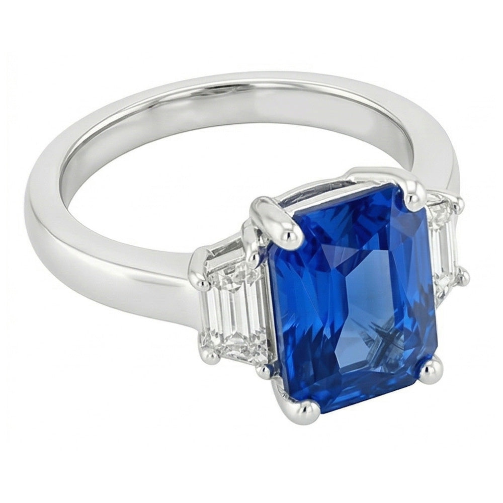 natural radiant sapphire 1.75ct ring top view