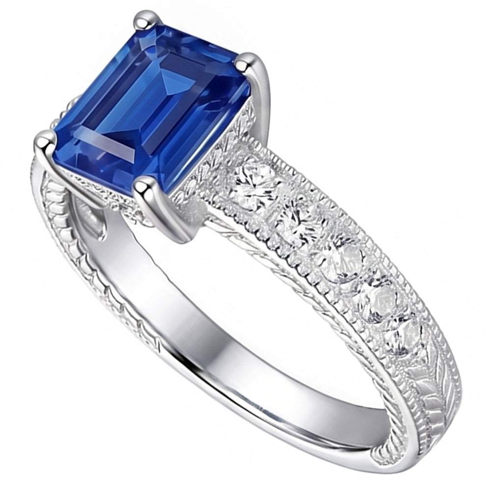 Natural Sapphire Ring 1.75ct - White Gold 14K