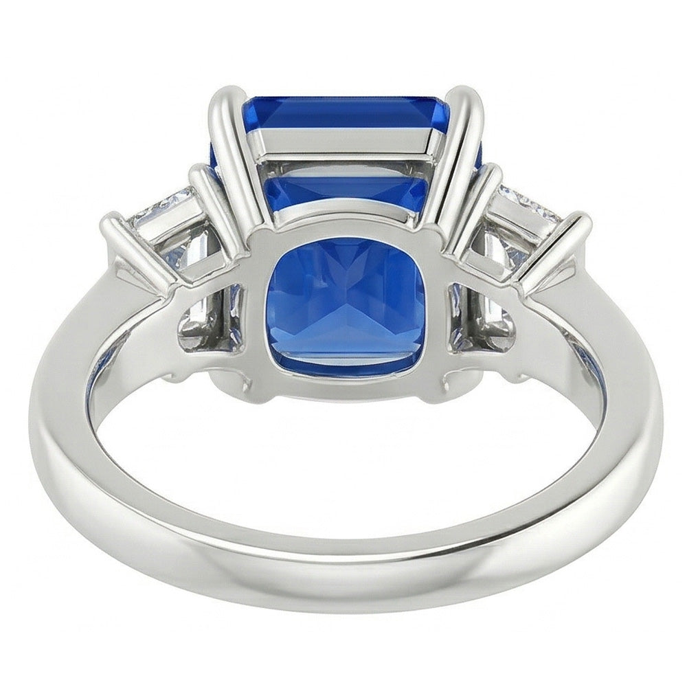 natural radiant sapphire 1.75ct ring profile view