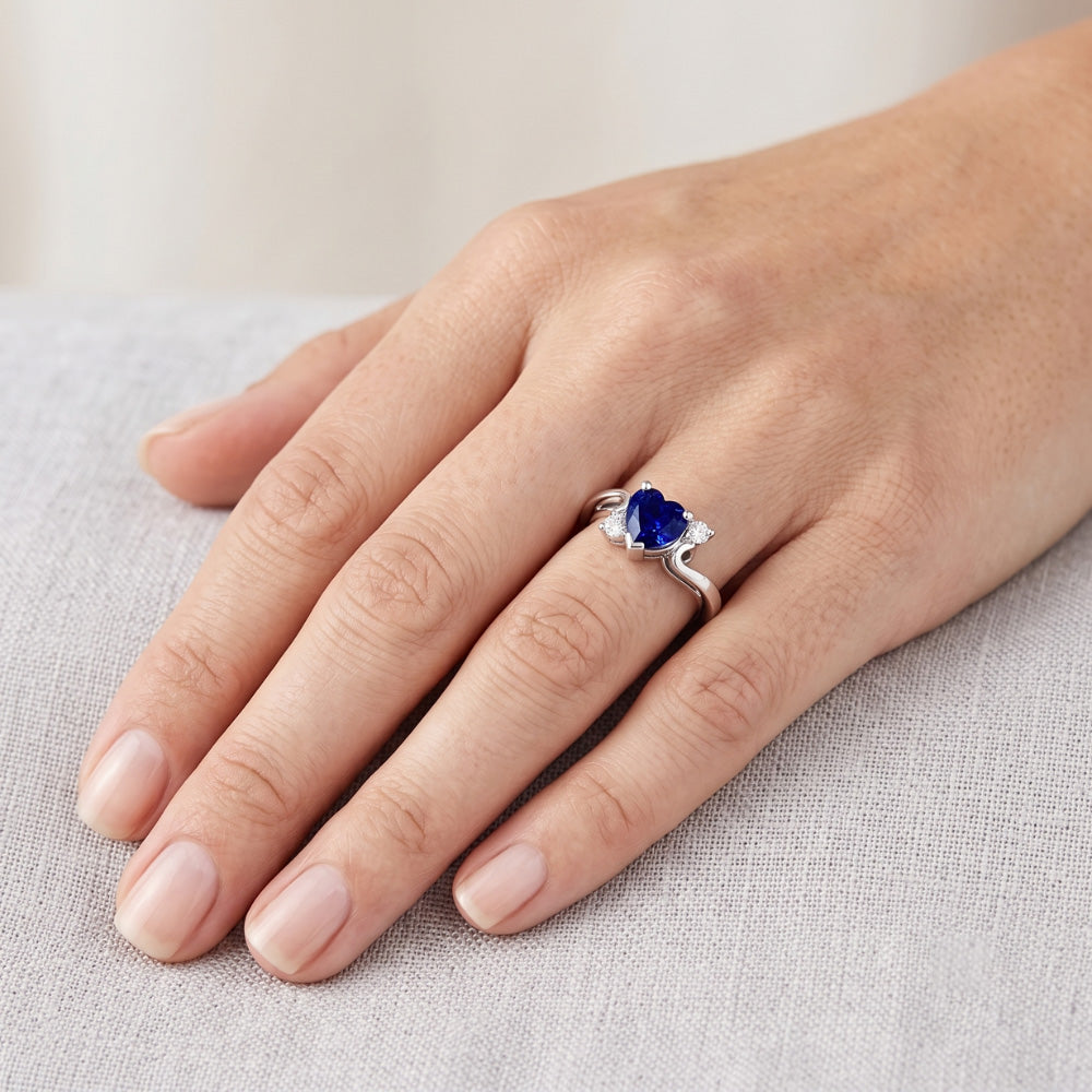 Natural Sapphire Ring 1.75ct - White Gold 14K