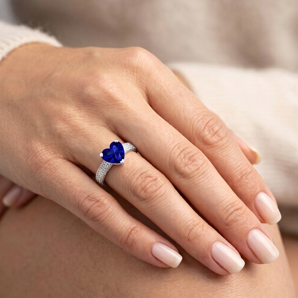Natural Sapphire Ring 1.75ct - White Gold 14K