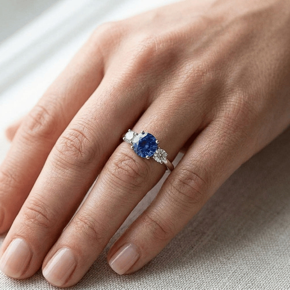 Natural Sapphire Ring 1.75ct - White Gold 14K