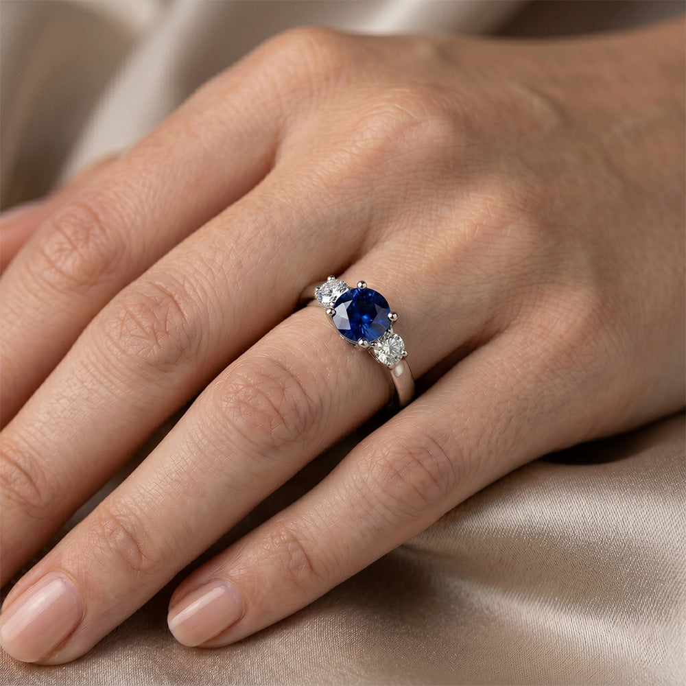 Natural Sapphire Ring 1.75ct - White Gold 14K