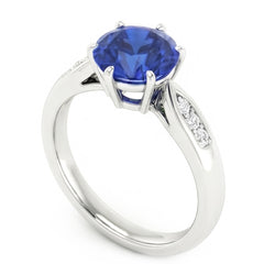 Natural Sapphire Ring 1.80ct - White Gold 14K