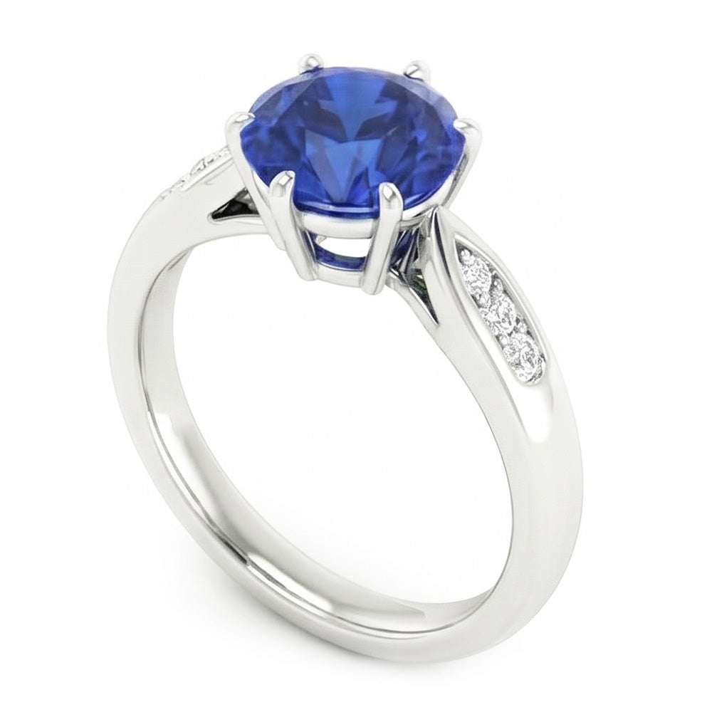 Natural Sapphire Ring 1.80ct - White Gold 14K