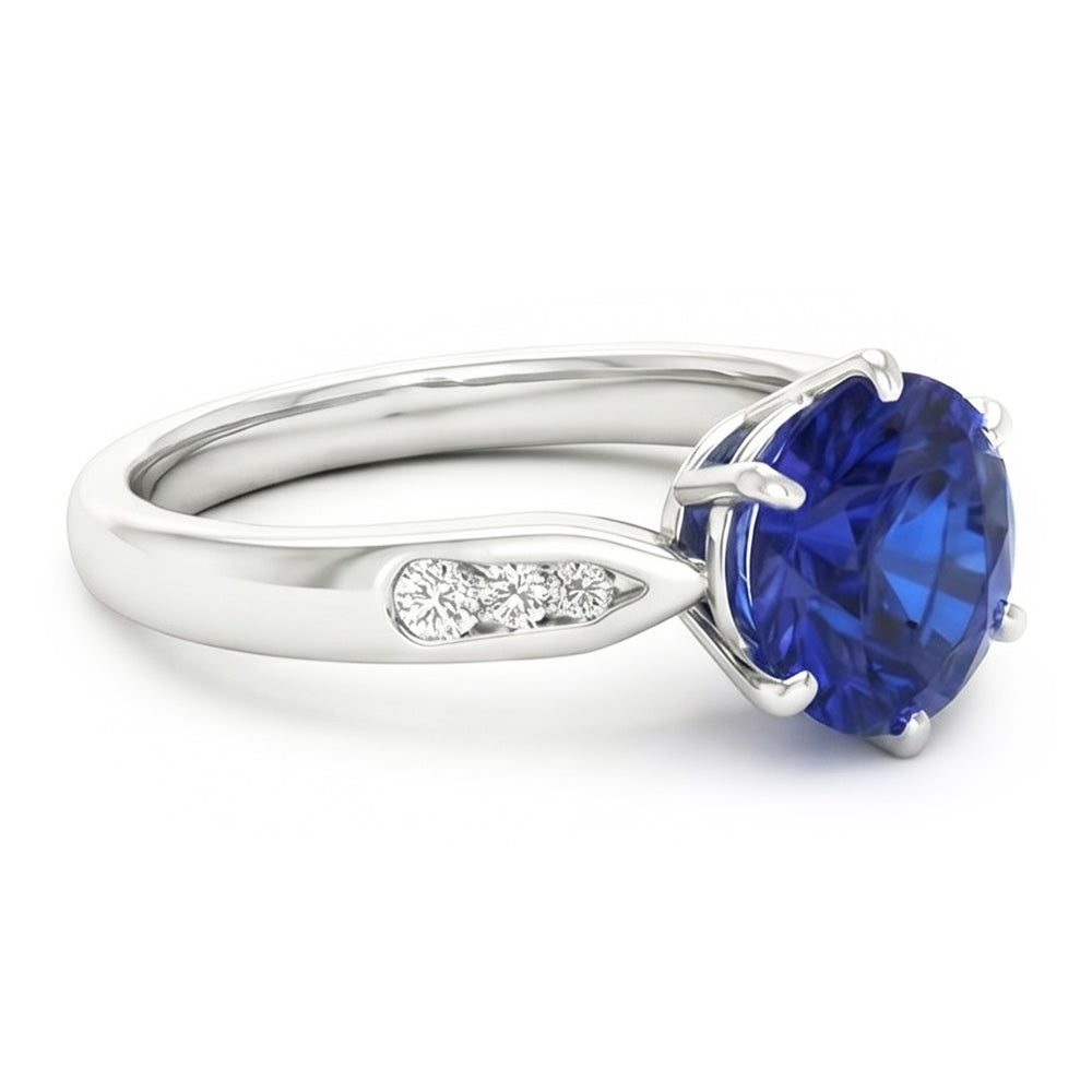 Natural Sapphire Ring 1.80ct - White Gold 14K