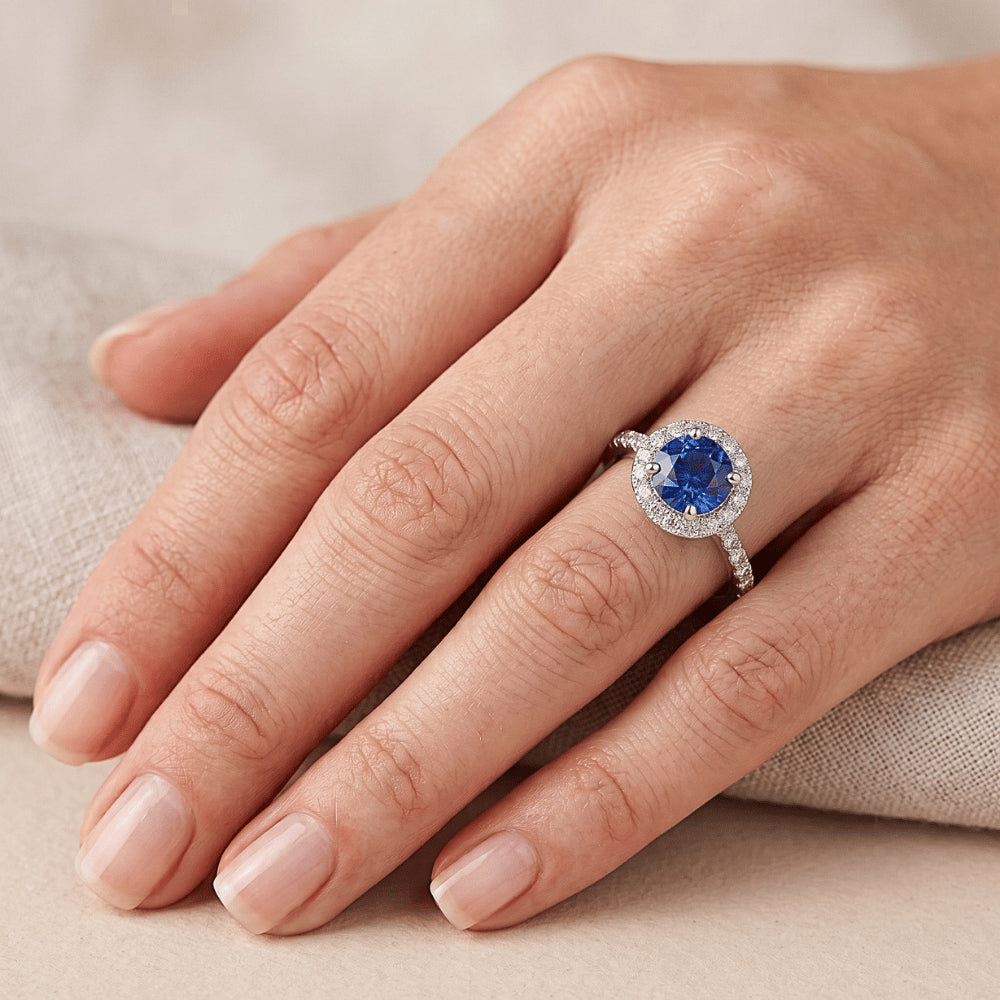 Natural Sapphire Ring 1.80ct - White Gold 14K