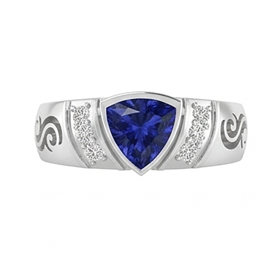 Natural Sapphire Ring 1.90ct - White Gold 14K