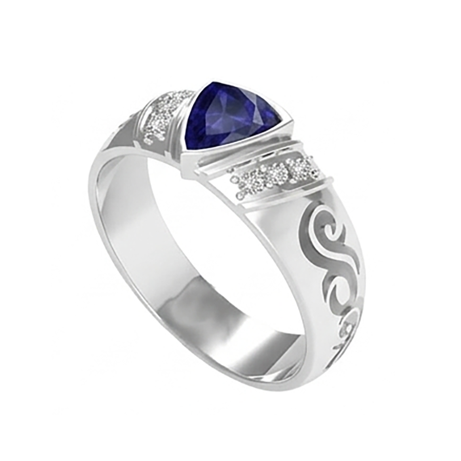 Natural Sapphire Ring 1.90ct - White Gold 14K