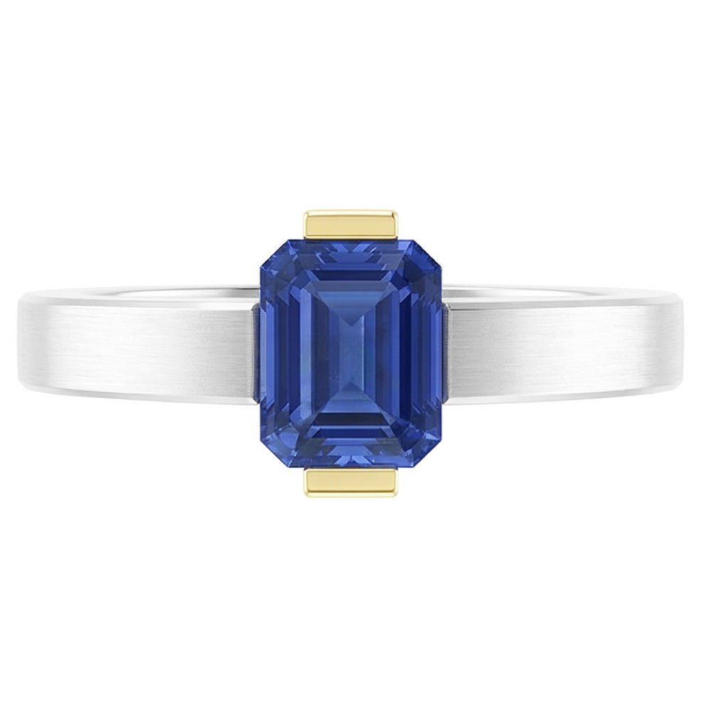 Natural Sapphire Ring 1ct - Two Tone 14K Gold