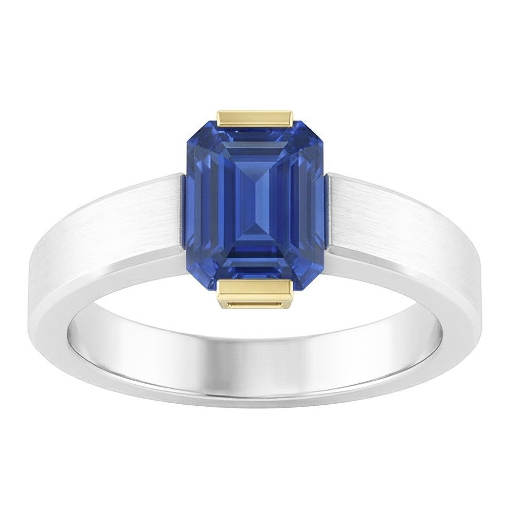 Natural Sapphire Ring 1ct - Two Tone 14K Gold