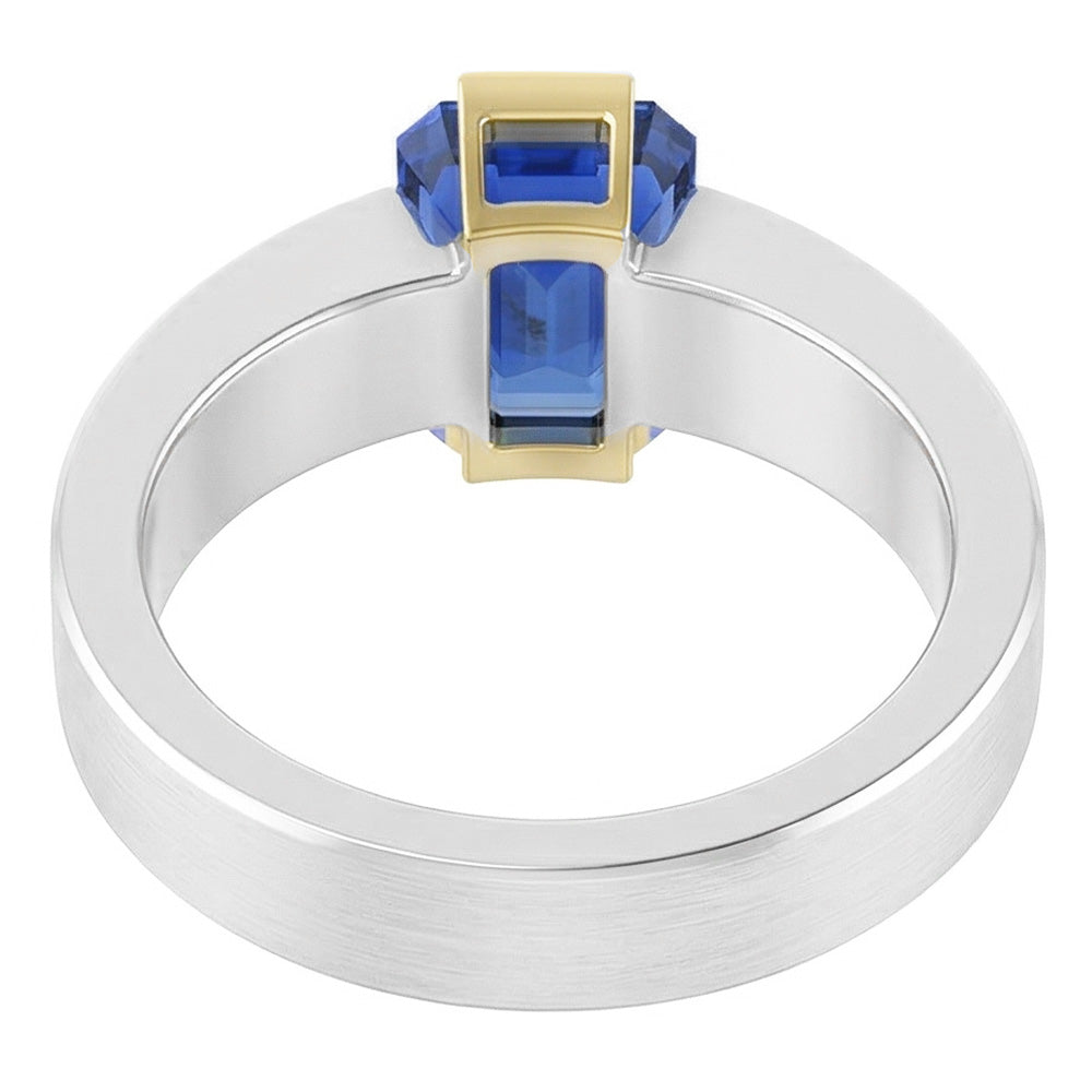 Natural Sapphire Ring 1ct - Two Tone 14K Gold